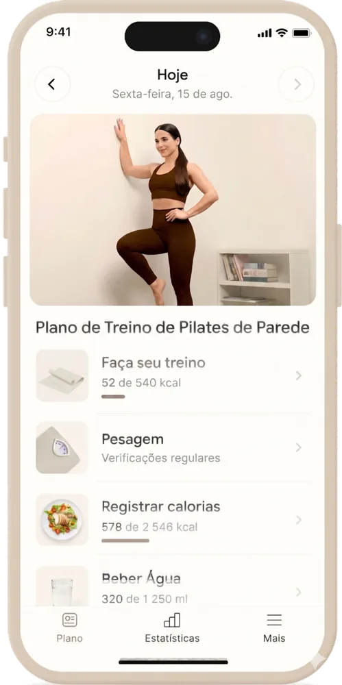 Tela do plano diário no app Bloom