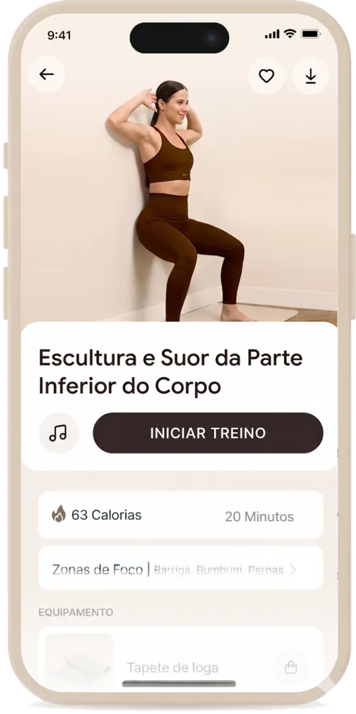 Tela de detalhe do treino no app Bloom