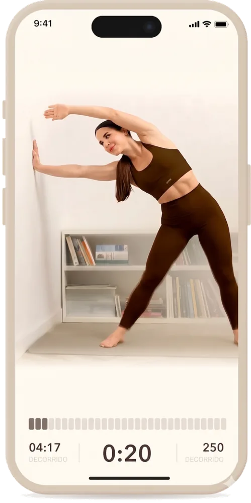 Tela do treino guiado em andamento no app Bloom